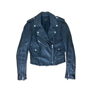THEORY CROPPED LEATHER JACKET